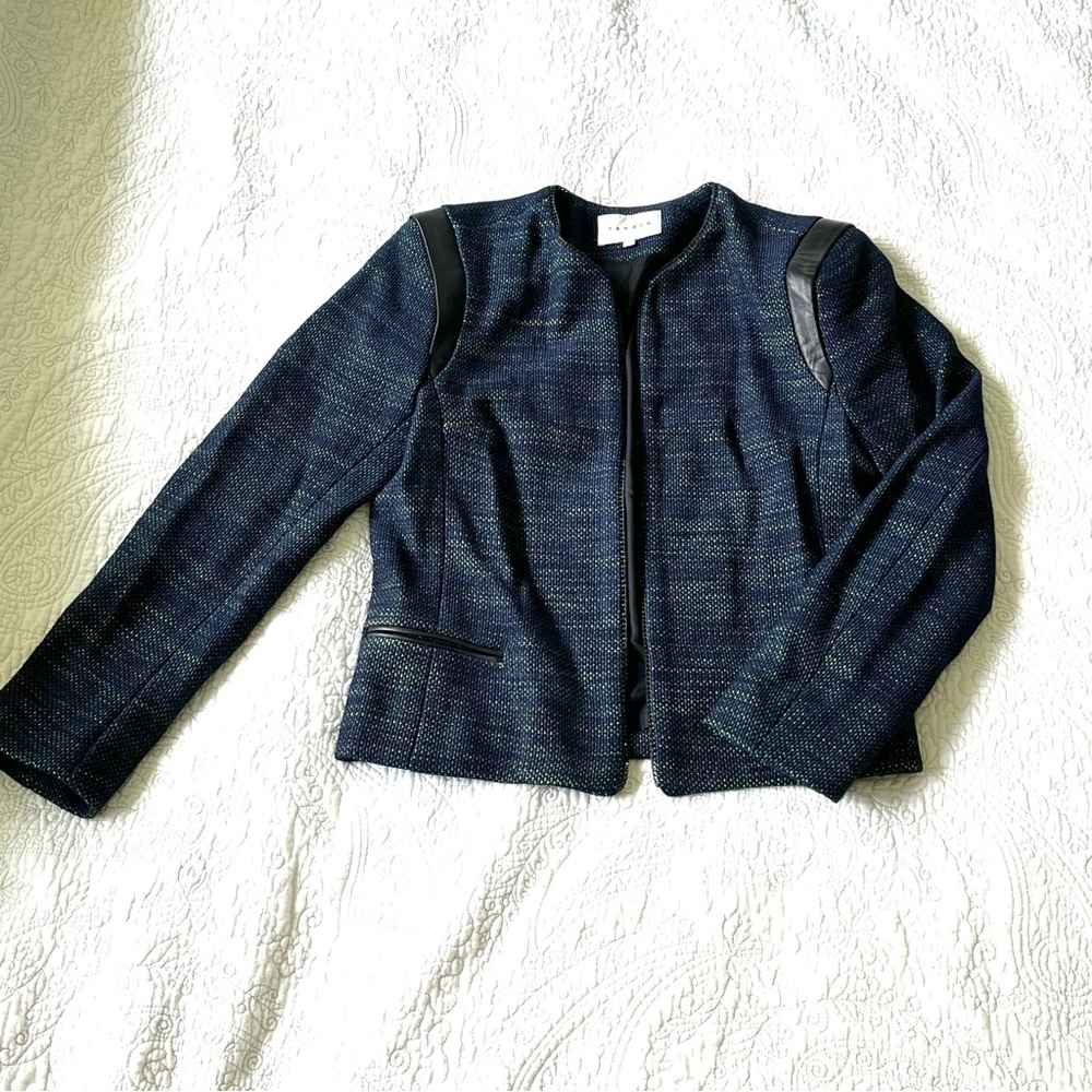 Sandro Tweed Jacket (blue/green, US 8/FR 40)